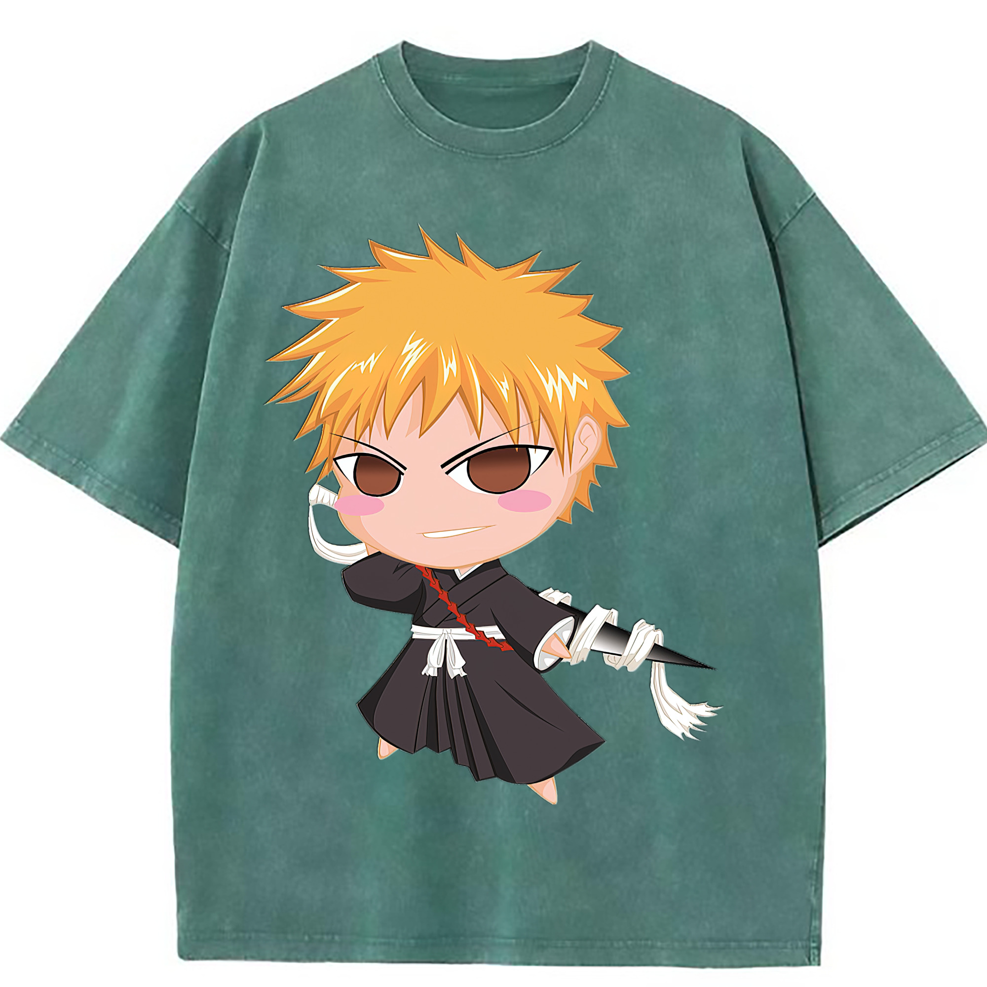 （画像用） ブリーチ 黒崎一護（くろさき いちご）BLEACH Kurosaki Ichigo 綿100% ヴィンテージ風 半袖Tシャツ（フロントプリント）